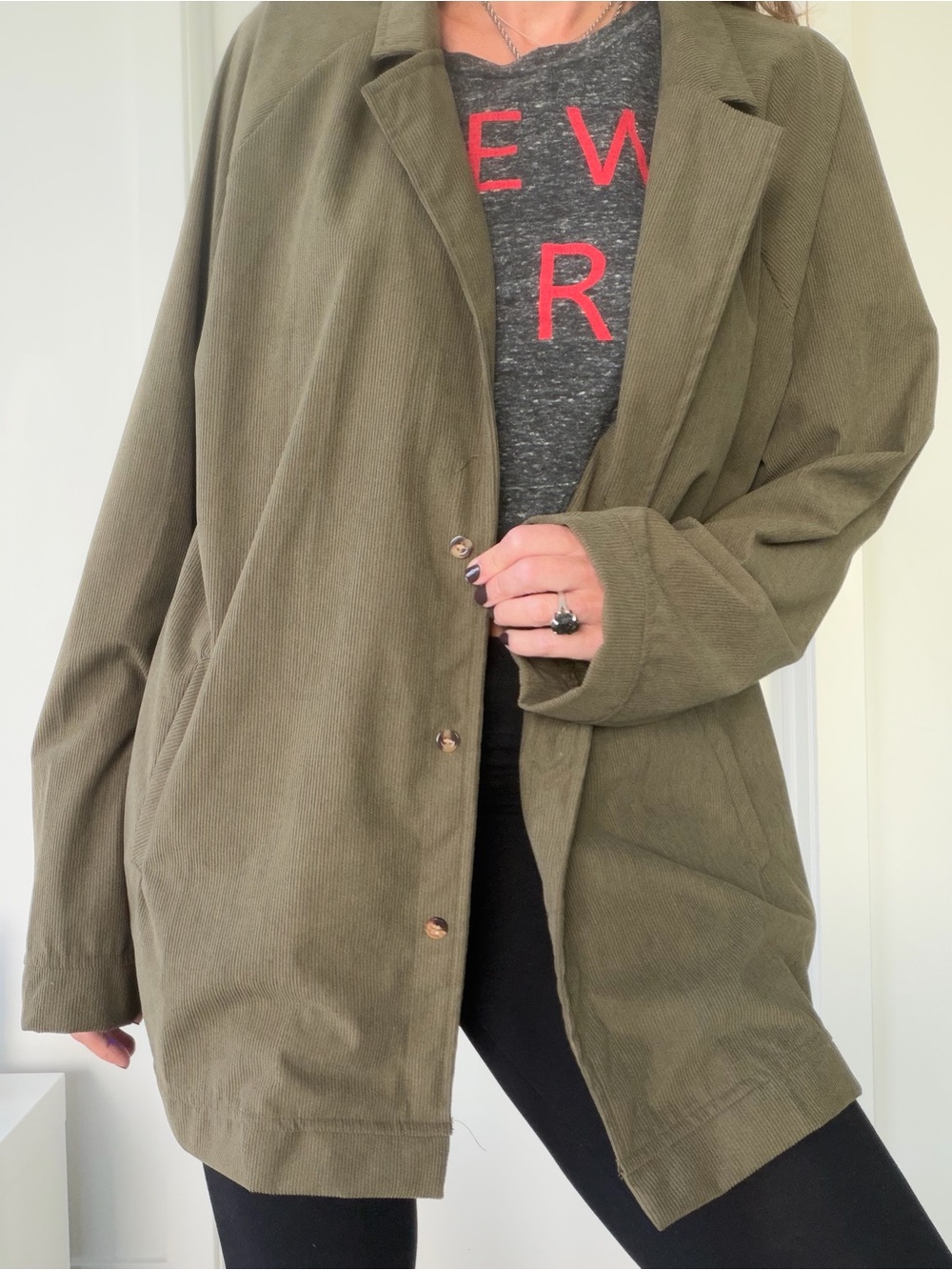 Olive green light-weight oversized jacket